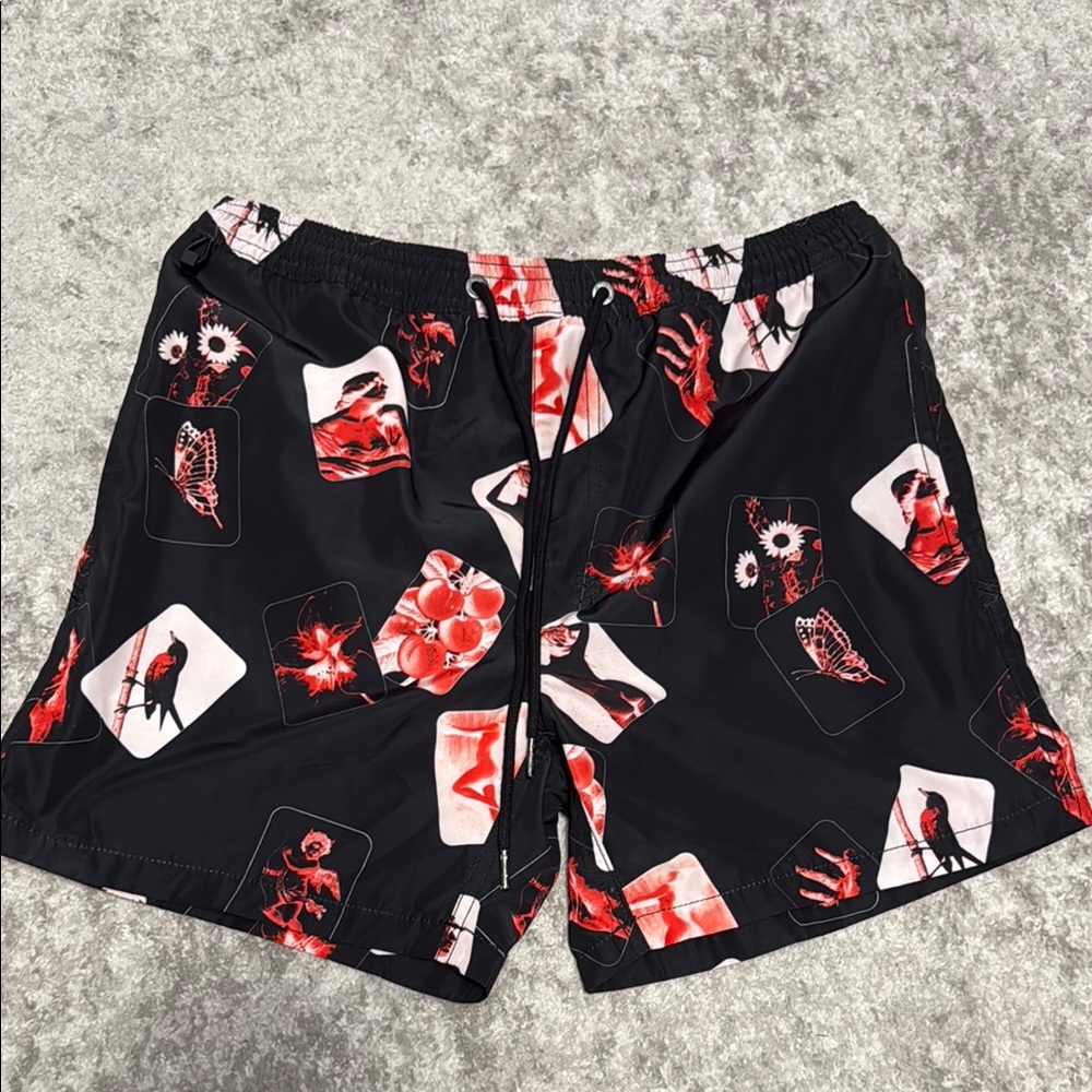 Stylish Black and Red Graphic Shorts